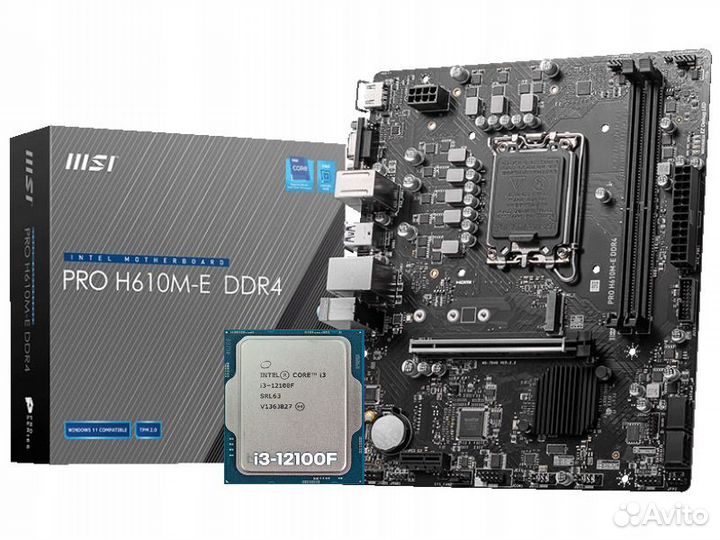 Комплект MSI PRO H610M-E DDR4+Intel Core i3-12100F