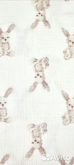 Муслин шир.140 см двухслойный зайчата на белом