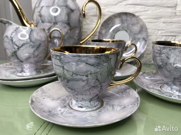 Сервиз чайный Польша перламутр позолота