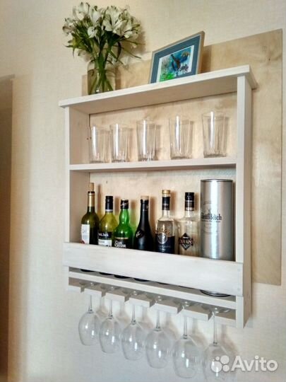 Полка-минибар. Подставка для бокалов и бутылок
