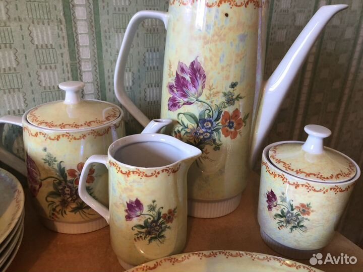 Фарфоровый чайный сервиз роза гдр