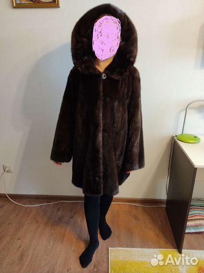Шуба норковая с капюшоном