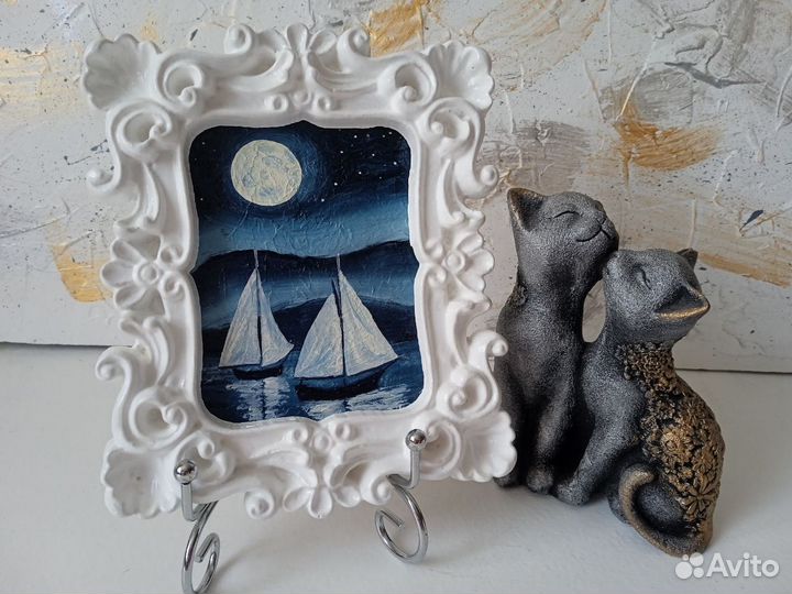 Картина маслом в винтажной рамке