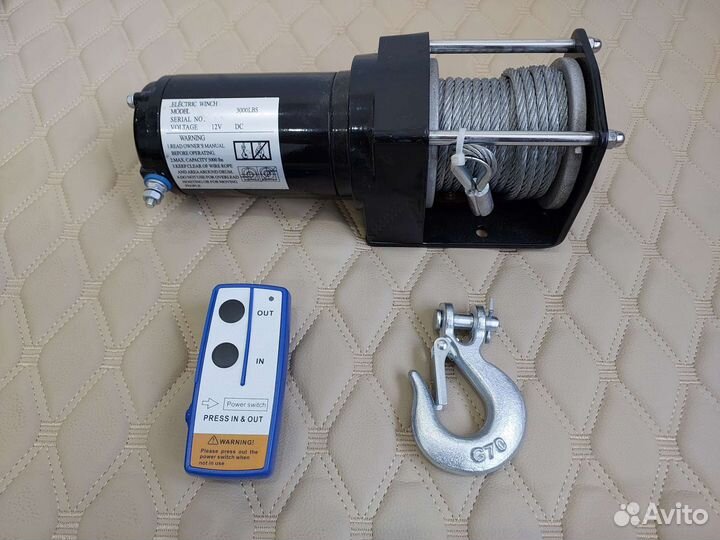 Лебедка 12 вольт 3000 lbs (1.5 тонны)