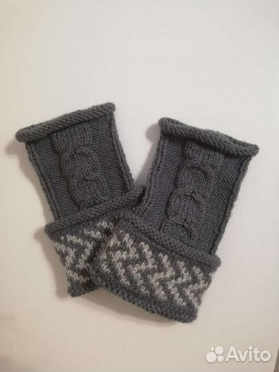 Вязаные Перчатки/Рукавички митенки