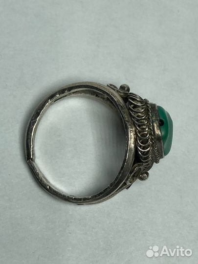 Кольцо Антикварное.Скань.Филигрань.Бирюза