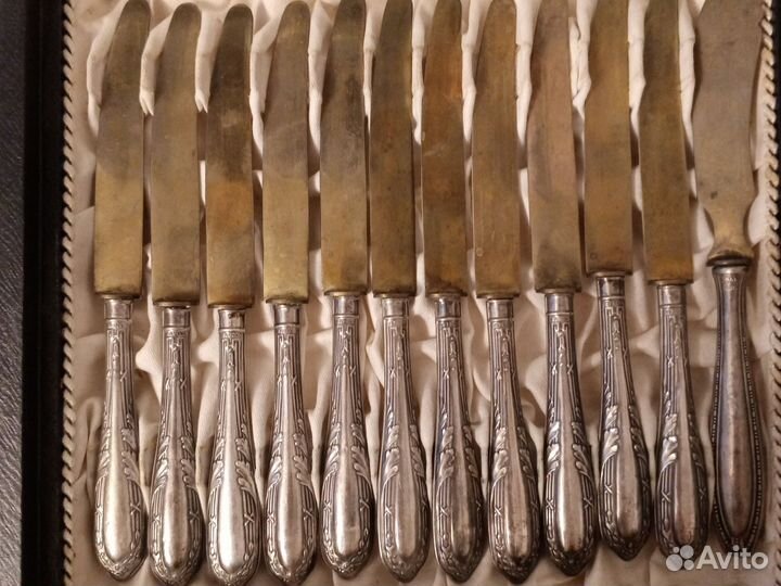 Набор старинный 24 предмета ручки серебро