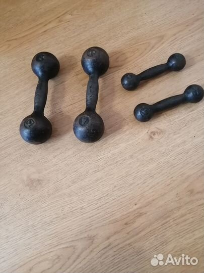 Гантели литые чугунные 4кг-2шт, 1кг-2шт