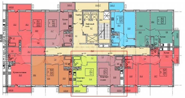 Квартира-студия, 34,7 м², 18/25 эт.