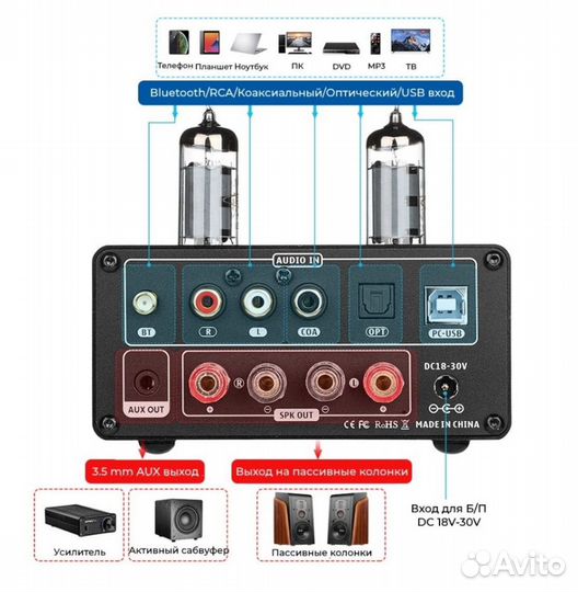 Ламповый усилитель с Bluetooth aiyima T9