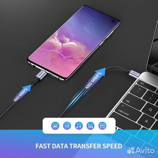 Кабель USB Type C 2.0 - USB Type C 2.0 3A 1,0 м