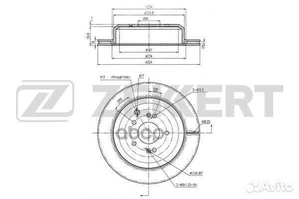 Диск торм. задн. Hyundai ix55 08- bs-5949 Zekkert