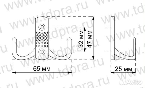 Крючок двухрожковый Naktoli, хром