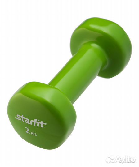 Гантели виниловые DB-101 2 кг зеленая starfit пара