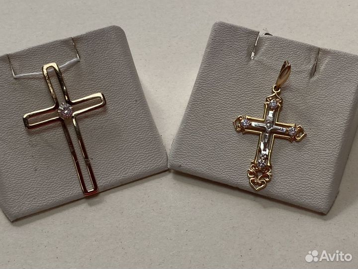 Золотые серьги крестики