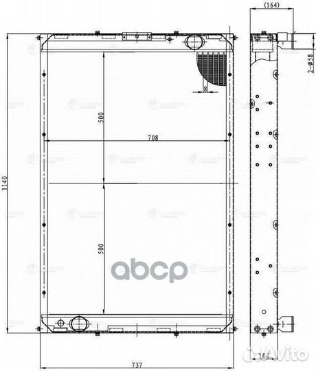 LRC07601 радиатор охлаждения 708x1000x56мм Кам
