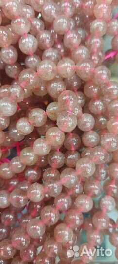 Клубничный кварц натуральный камень бусины