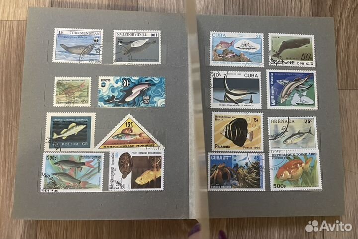 Альбом с марками подборка Рыбы
