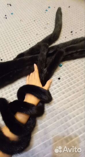 Новый норковый пояс чёрный