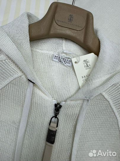 Brunello cucinelli кофта на молнии белая и черная