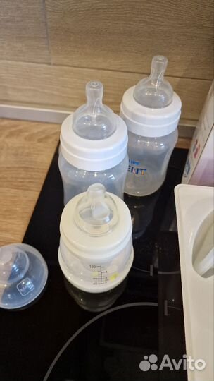 Молокоотсос avent ручной + бутылочки