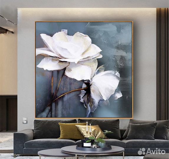 Картина маслом белые лепестки