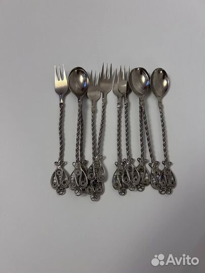 Набор десертных ложек и вилок (мельхиор) СССР