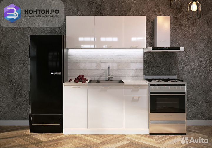 Кухня Ритмо 1.4м мдф белый глянец