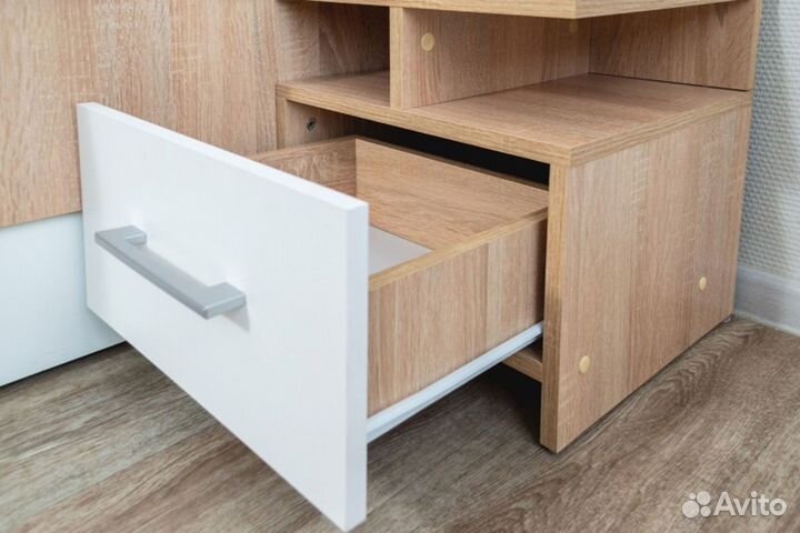 Алёна Спальня (Кровать 1.6 с настилом, тумба 2 шт., комод) (Дуб сонома/Белый)