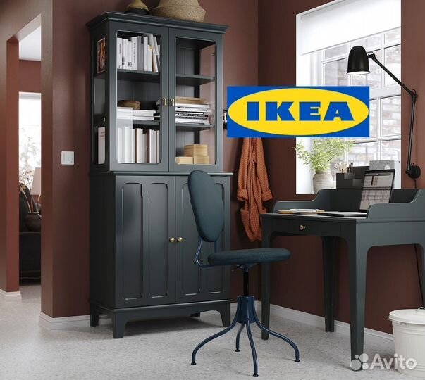 Комплект витрина, стол и стул икеа lommarp