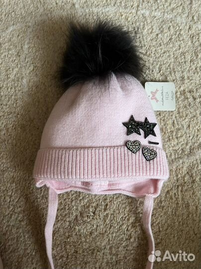 Шапка зимняя на девочку 1-3 года