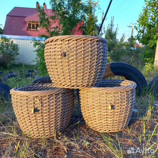 Кашпо из полиротанга Капучино 12л