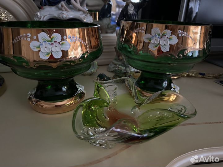 Конфетница Богемия зеленая bohemia