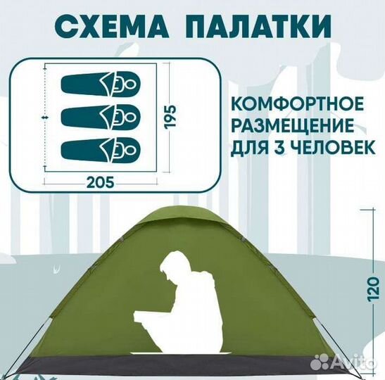 Палатка новая, 3-х местная,туристическая