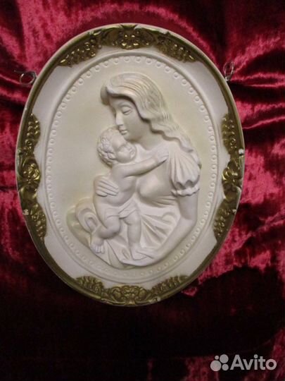 Гипсовое и фарфоровое панно, винтаж, 1988гПольша