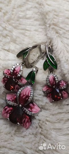 Набор серебро серьги+ подвеска