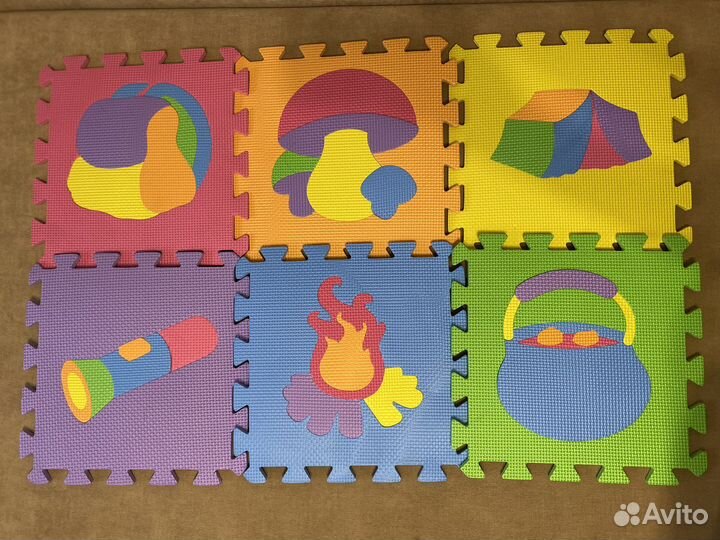 Детский коврик пазл для ползанья 6 шт