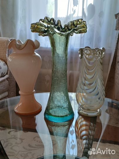 Вазы из цветного стекла СССР
