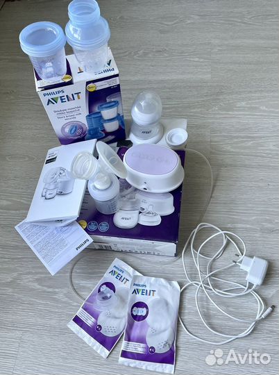 Молокоотсос avent электрический и контейнеры