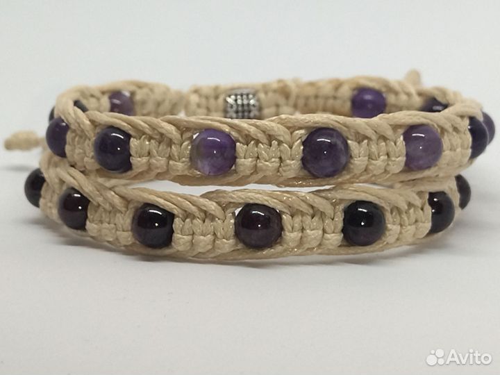 Браслет ручной работы Аметист Гранат