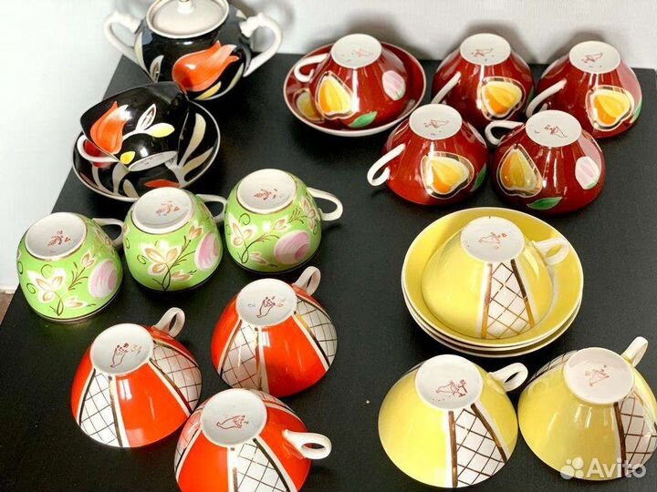 Чашки Дулево крытье яблоки золотая сетка