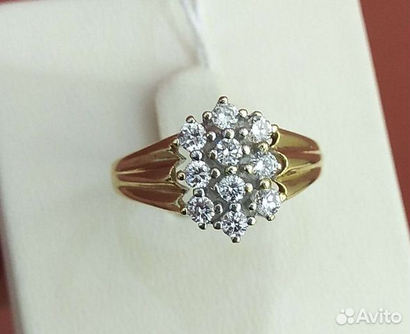 Золотое кольцо с бриллиантами 0.50Ct разм 17.75