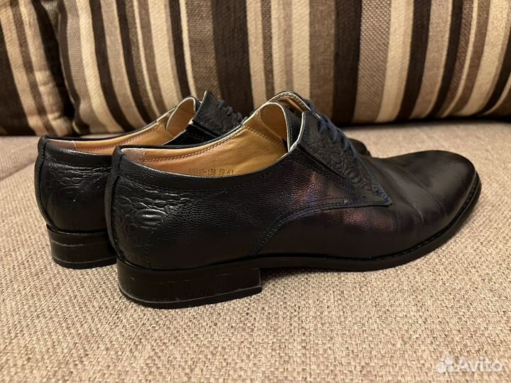 Туфли мужские тёмно-синие из натуральной кожи