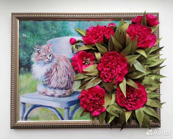 Картина вышитая лентами