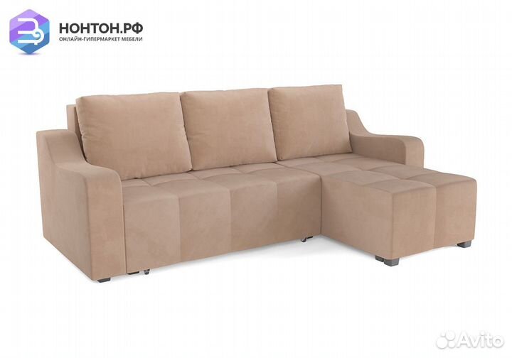 Угловой диван еврокнижка Берн велюр бежевый