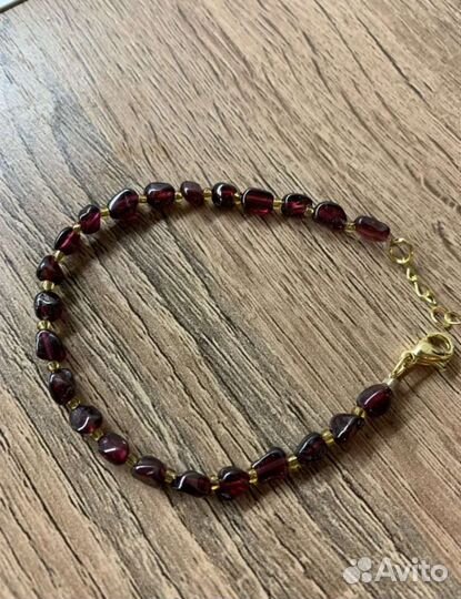 Браслет с гранатом, аметистом, агатом