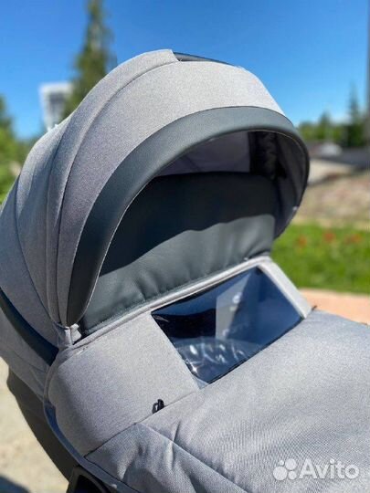 Коляска Tutis Nanni 2в1серый /т.серый кожа/чер.рам