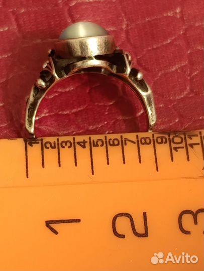 Кольцо, серьги, кошачий глаз, Мельхиор СССР