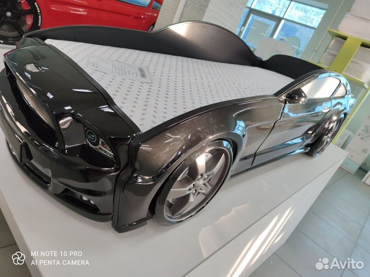 Кровать машинка Мустанг Черный с высоким бортиком