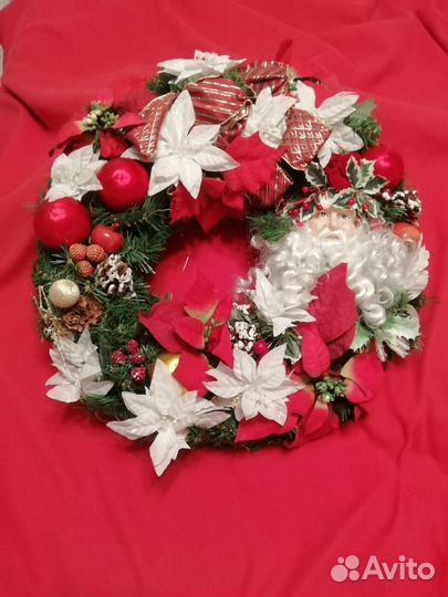 Новогодний венок большой. 50 см. б/у